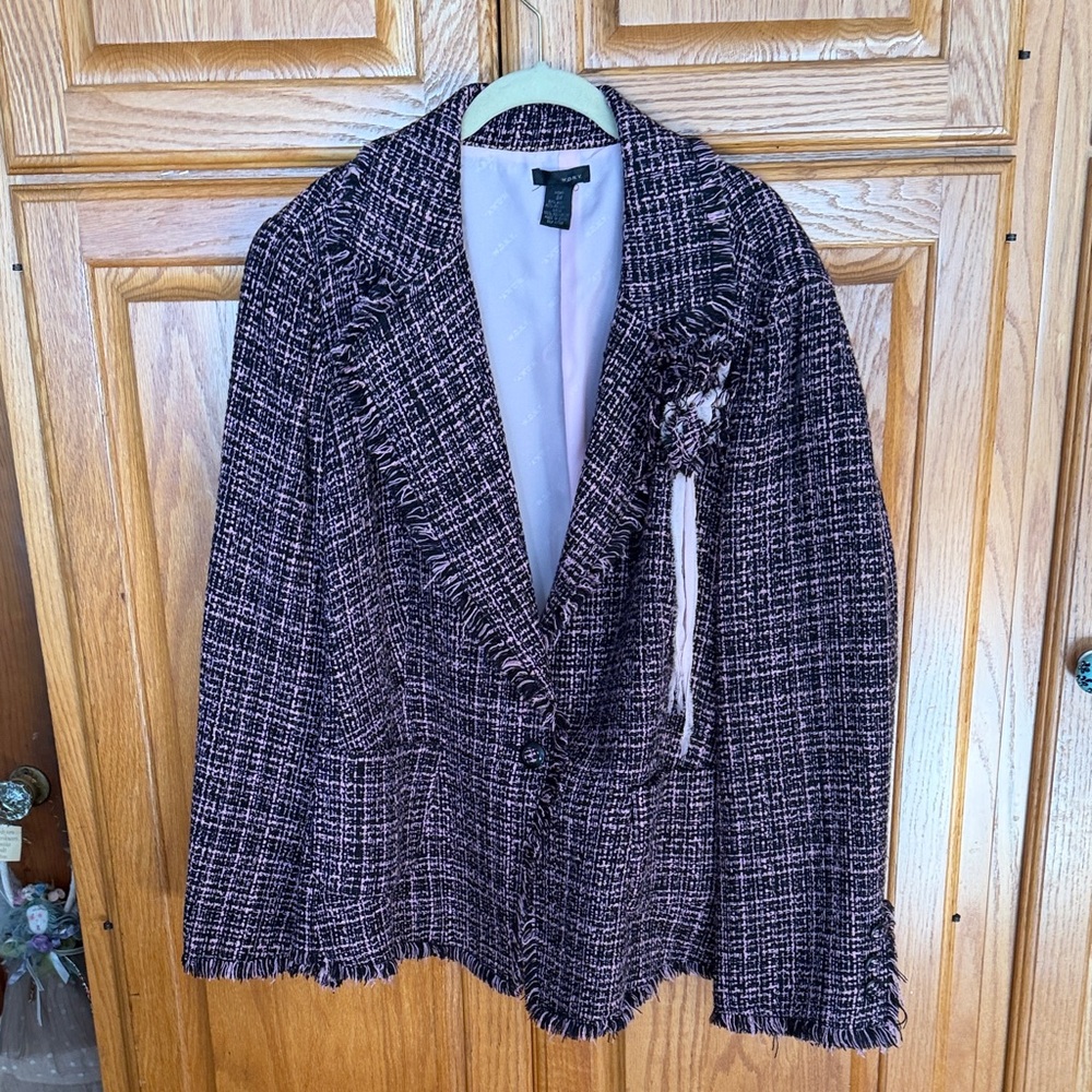 WD.NY Pink Tweed Fringed Jacket